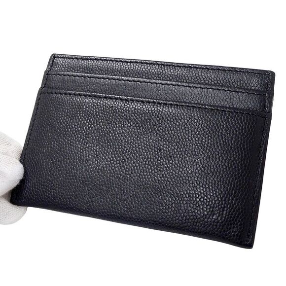 Chanel Card Case Wo Men's Caviar Skin Black Business Card Holder Commuter - Picture 8 of 9